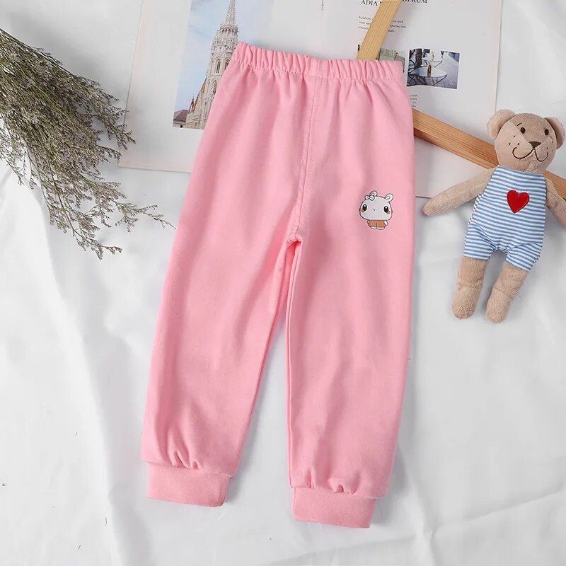 Comfy Cotton Kids' Sweatpants: Cartoon Pattern Leisure Trousers for Toddlers & Young Children