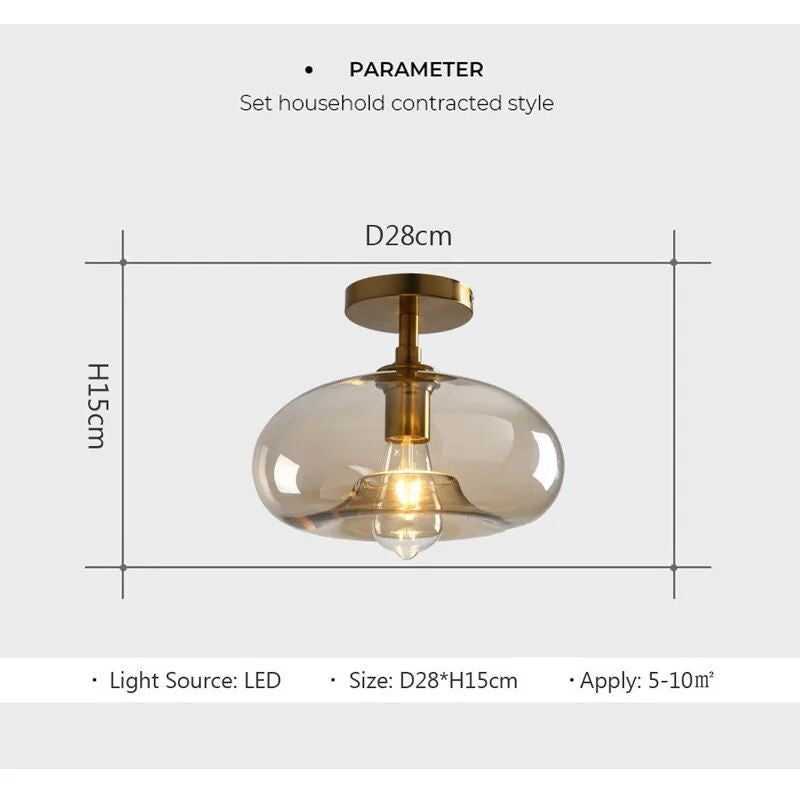 Modern LED Glass Ceiling Light - Minimalist Indoor Lighting for Home and Office