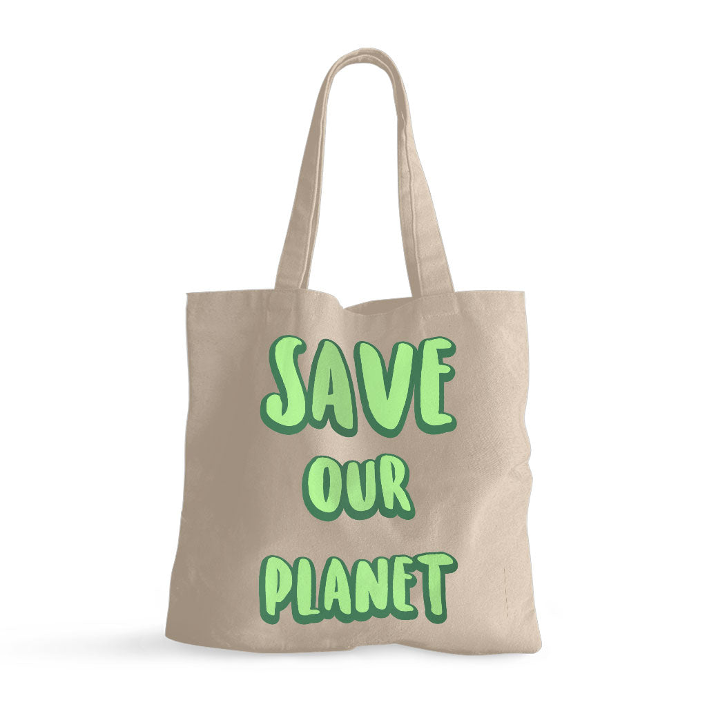 Save the Planet Small Tote Bag - Earth Day Shopping Bag - Trendy Tote Bag