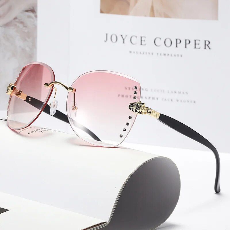 Elegant Oversized Rimless Diamond Sunglasses - Sexy Square Sunnies for Women