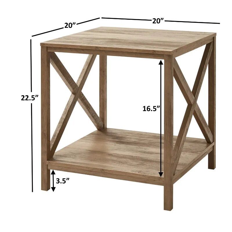 Rustic Square Side Table with Storage