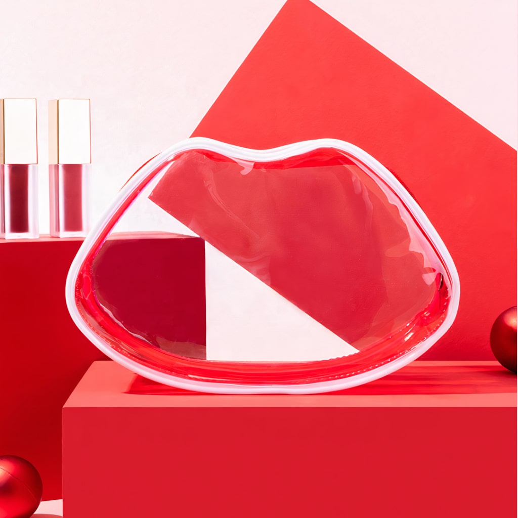 Transparent Lip-Shaped Cosmetic Bag