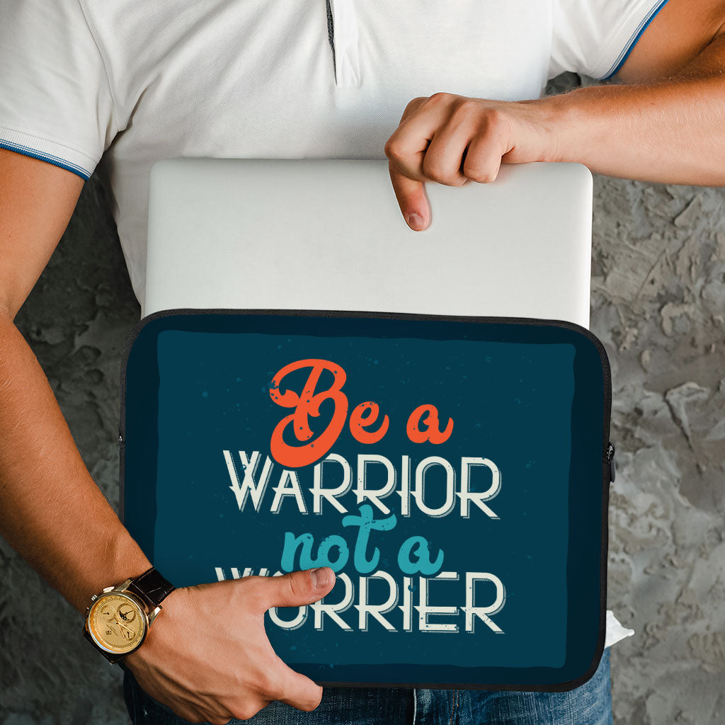 Be a Warrior Not a Worrier MacBook Pro 14" Two-Sided Sleeve - Funny Laptop Sleeve - Printed MacBook Sleeve