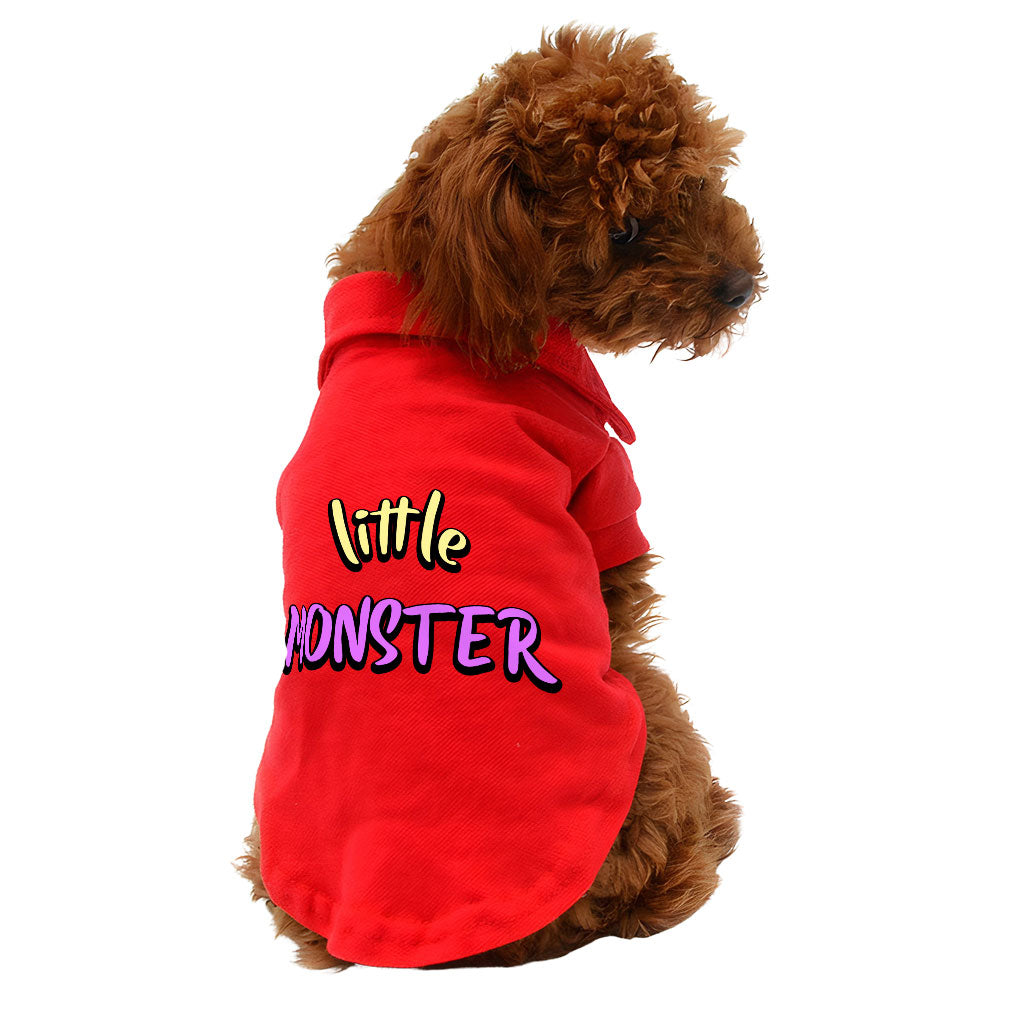 Little Monster Dog Polo Shirt - Unique Dog T-Shirt - Word Print Dog Clothing