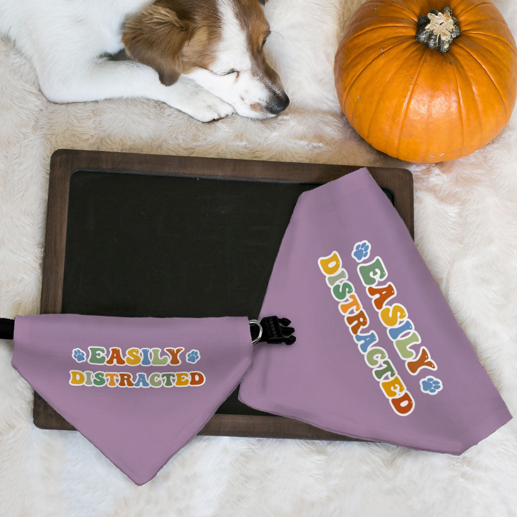 Easily Distracted Pet Bandana Collar - Themed Scarf Collar - Colorful Dog Bandana