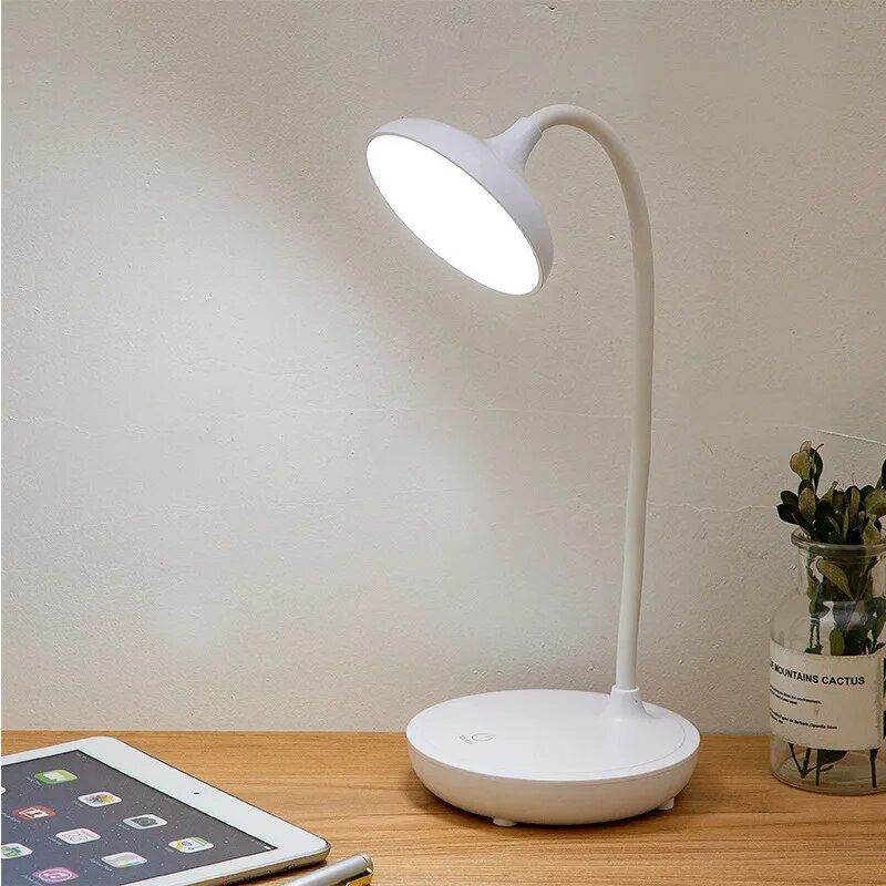 Adjustable LED Desk Lamp - Eye-Care Reading Light with Touch Control and Dimmable Features