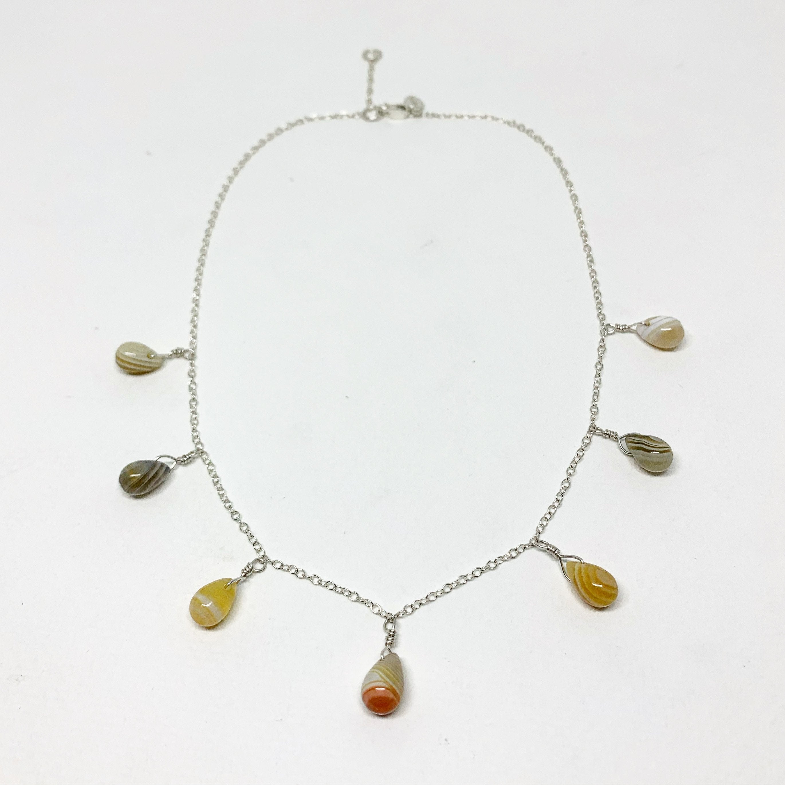 Botswana Agate Teardrop Necklace