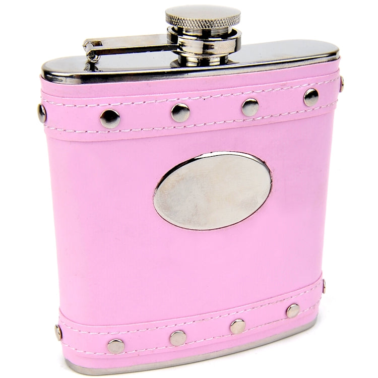 Silver Stud Hip Flask with Pink Faux Leather | Lime Sycamore