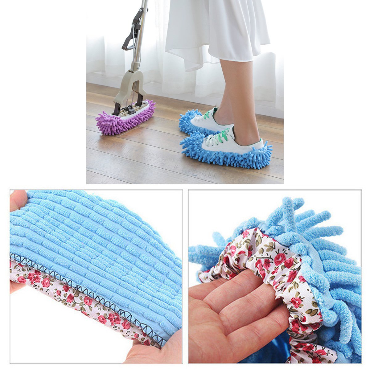 Lazy Maid Quick Mop Slip-On Slippers 3 pairs (6 pcs)