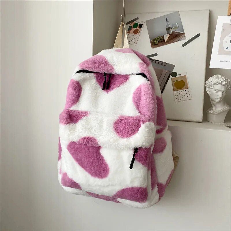 Chic Heart Plush Backpack