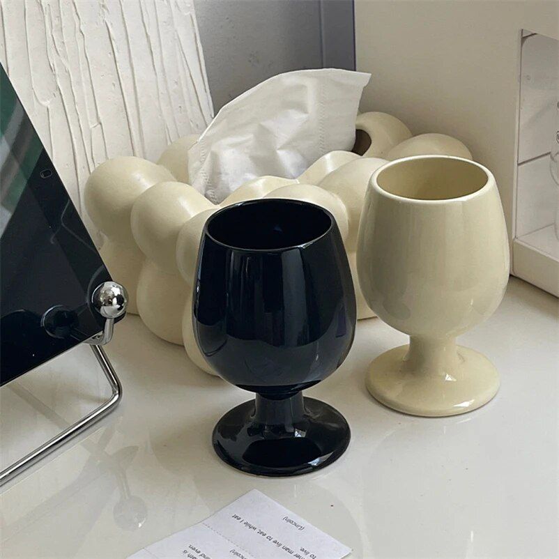 Minimalist Korean Ceramic Tall Cup – Elegant Home Drinkware, 300ml