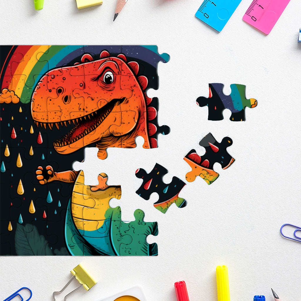 Rainbow Dinosaur Puzzles - Cartoon Jigsaw Puzzle - Cute Design Puzzles