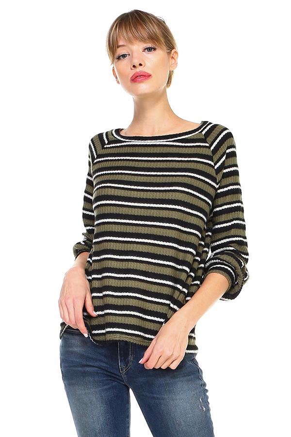 Multi Stripe Long Sleeve Pull On Top