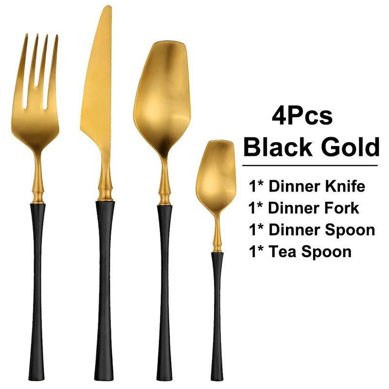 Elegant 24-Piece Gold Stainless Steel Cutlery Set