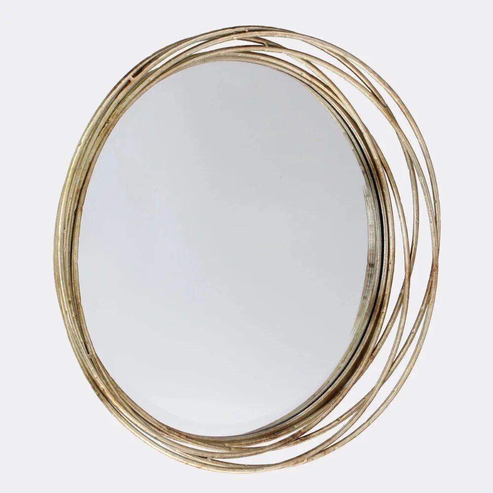 Elegant Round Metal Decorative Wall Mirror – 17" Beveled Glass Mirror for Stylish Home Decor