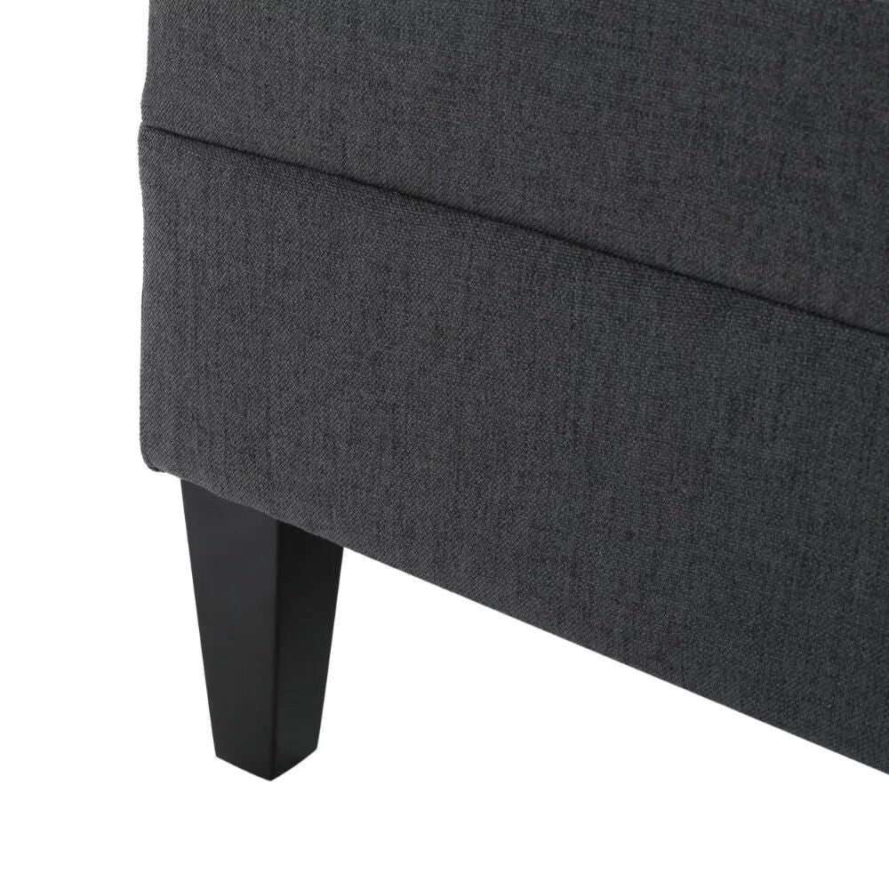 Elegant Dark Grey Fabric Tufted Ottoman