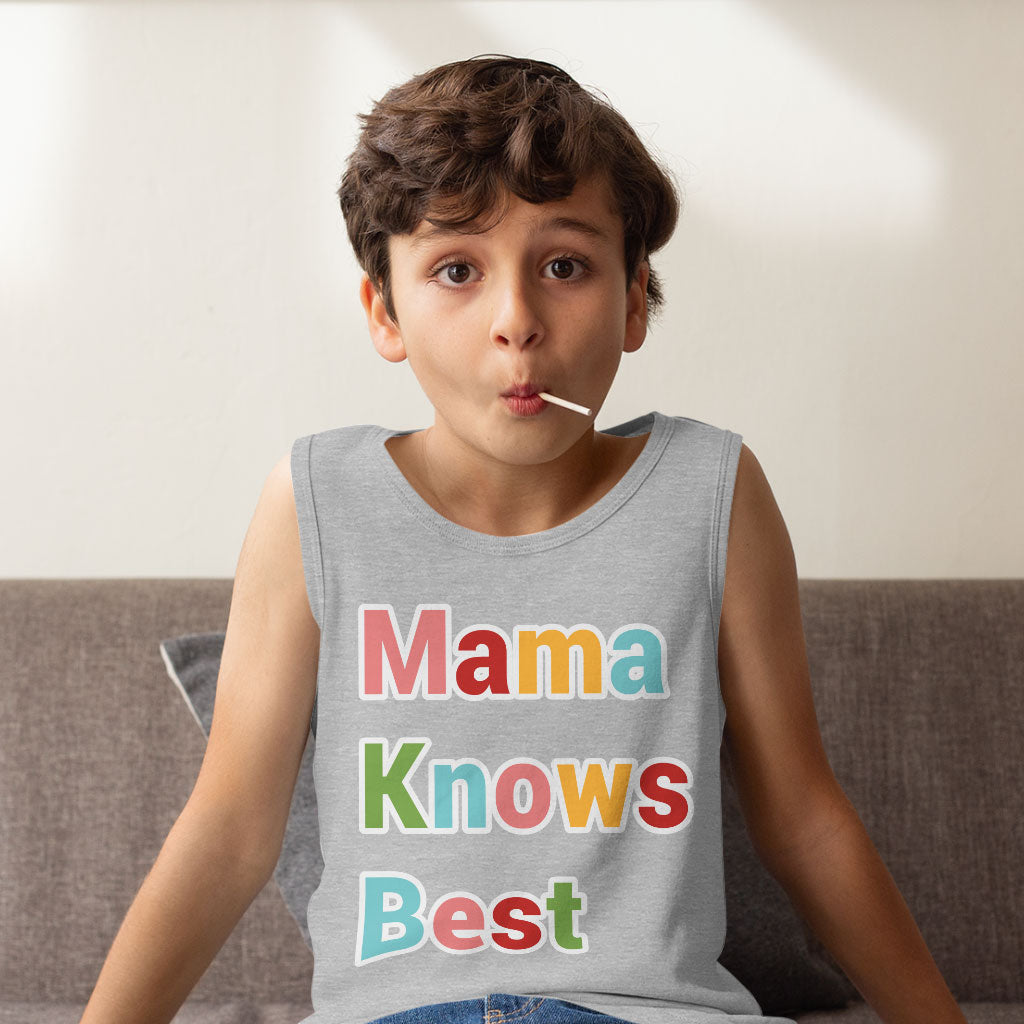 Mama Knows Best Kids' Jersey Tank - Colorful Sleeveless T-Shirt - Cute Kids' Tank Top