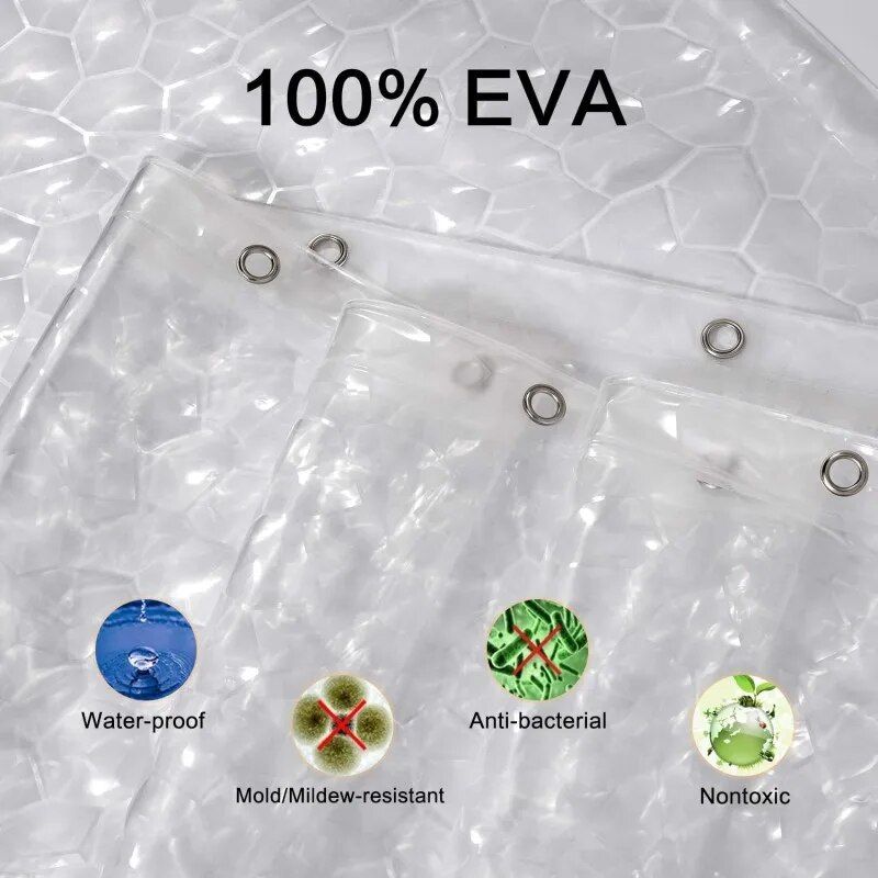 Modern 3D EVA Shower Curtain - Waterproof, Mildew Proof with Hooks