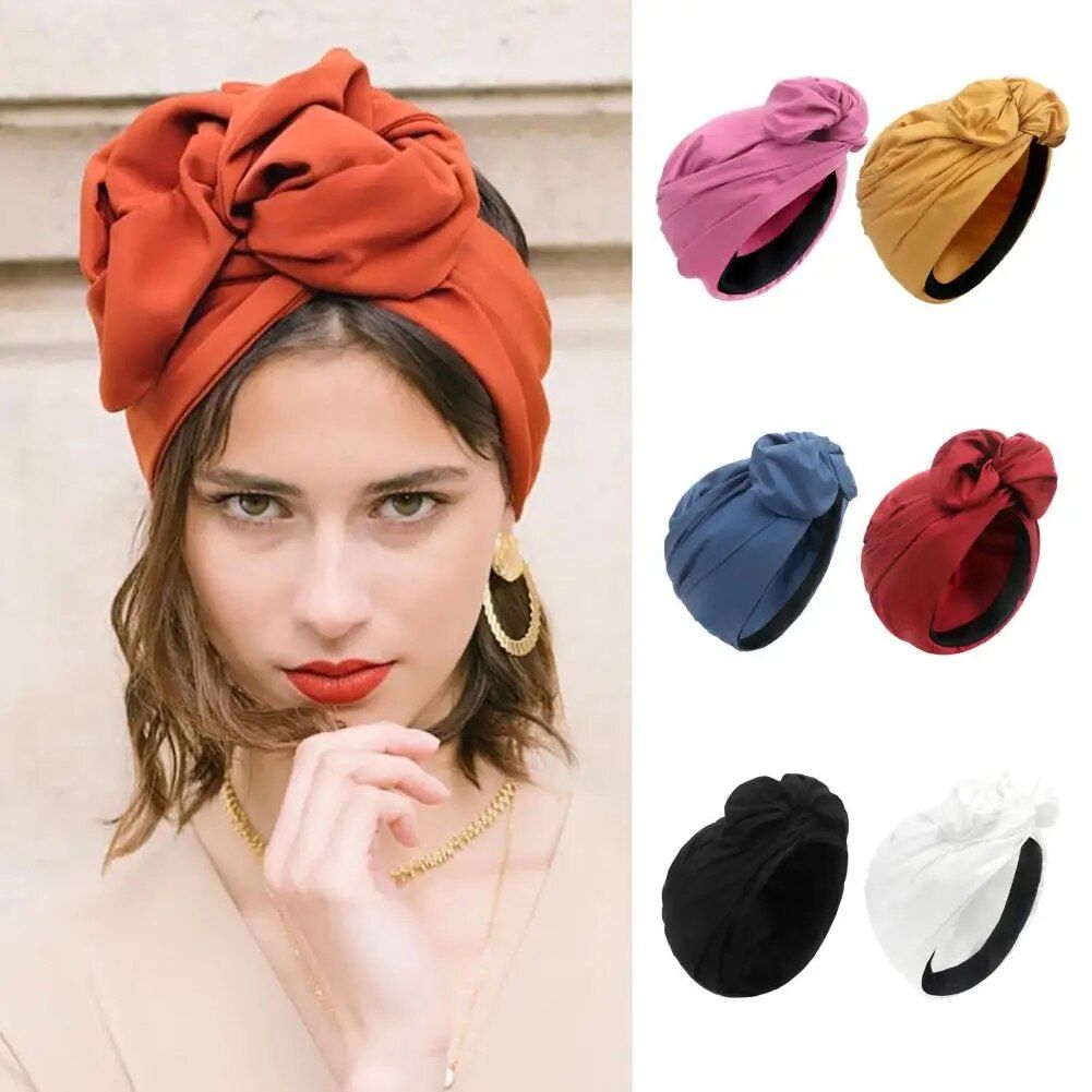 Versatile Solid Color Turban Bandana for Women