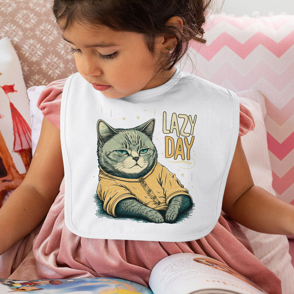 Lazy Day Baby Bibs - Funny Cat Baby Feeding Bibs - Graphic Bibs for Eating