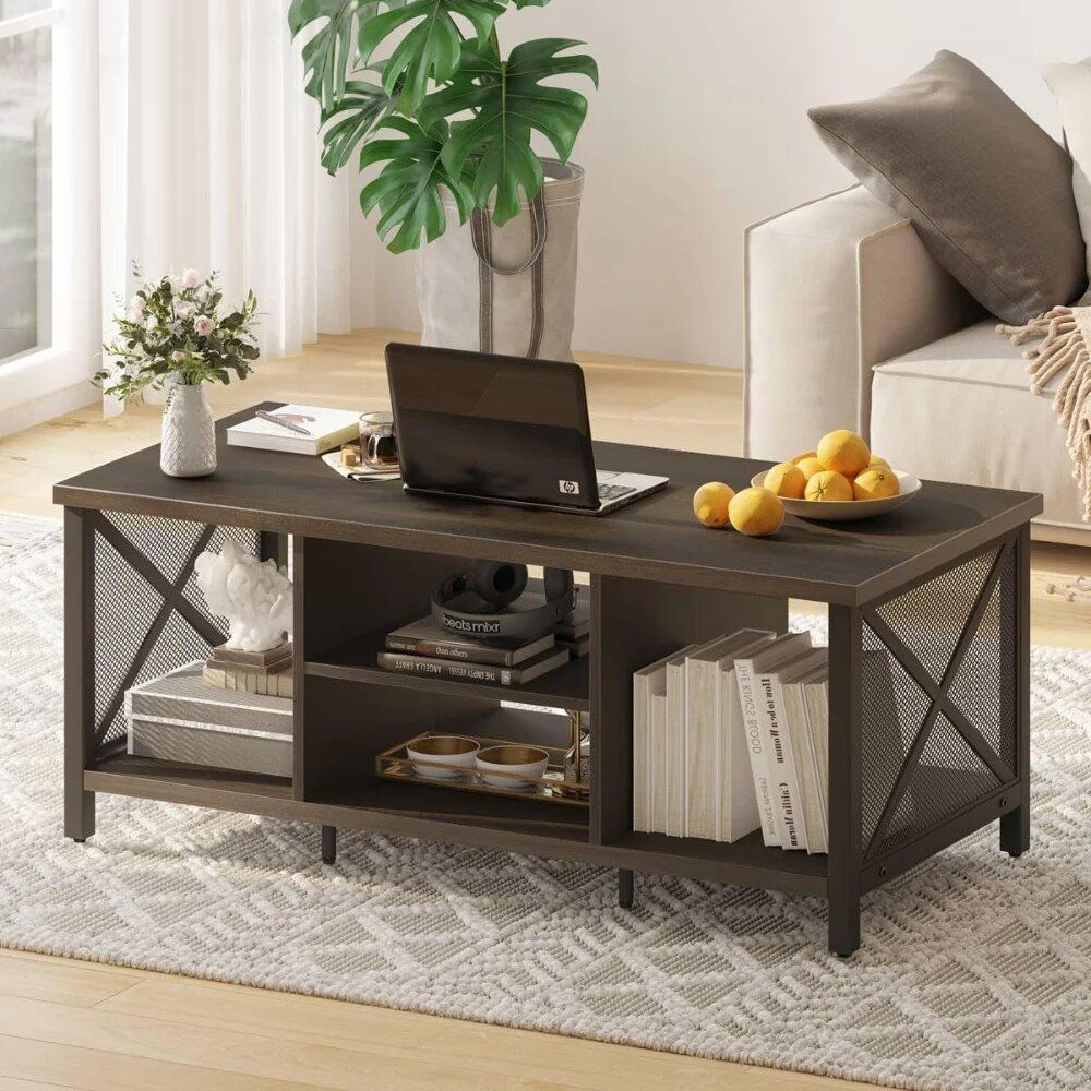 Elegant Farmhouse Walnut Brown Coffee Table