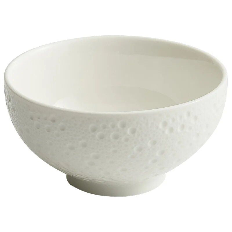 Elegant White Ceramic Rice Bowl Set