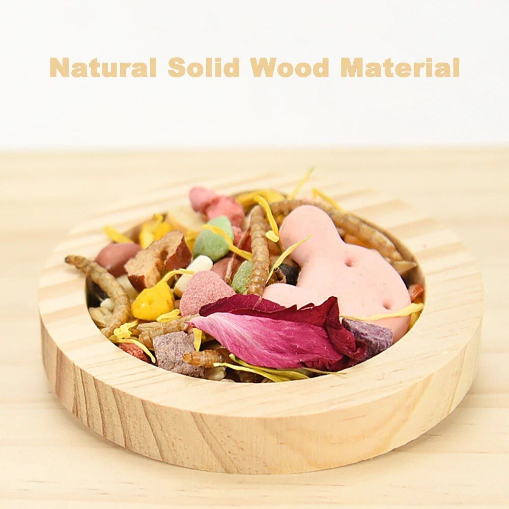 Charming Wooden Pet Food Bowl for Small Animals