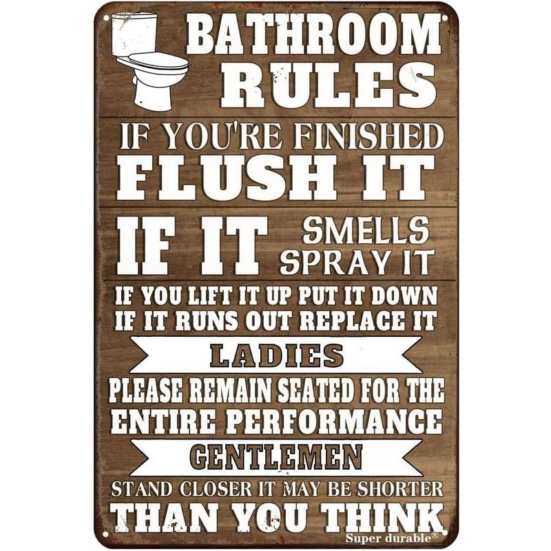 Charming Farmhouse Bathroom Humor Metal Tin Sign