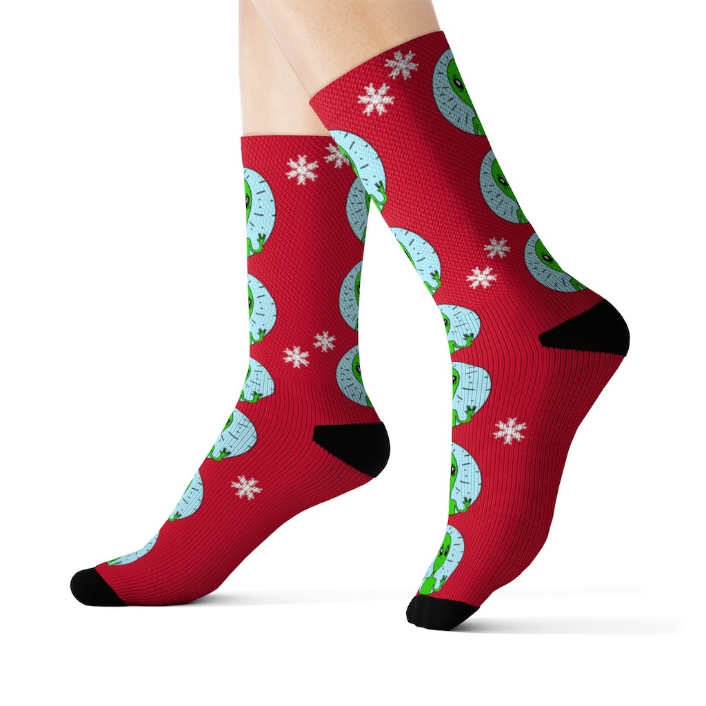 Holiday Weird Alien Socks | Yellow Pandora