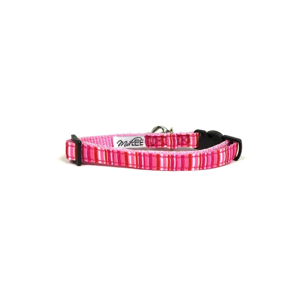 Pink Stripe Cat Collar with Breakaway Buckle