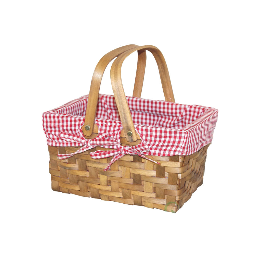 Small Rectangular Basket With Gingham Lining