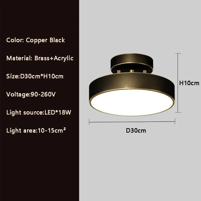 Elegant Copper Nordic Ceiling Light - Modern LED for Hallway, Aisle, and Balcony