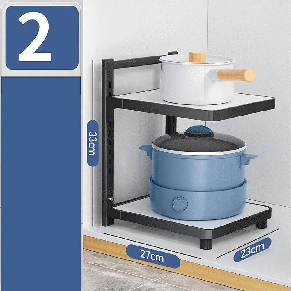 Adjustable Multi-Layer Kitchen Storage Rack - Space-Saving Under Sink Organizer