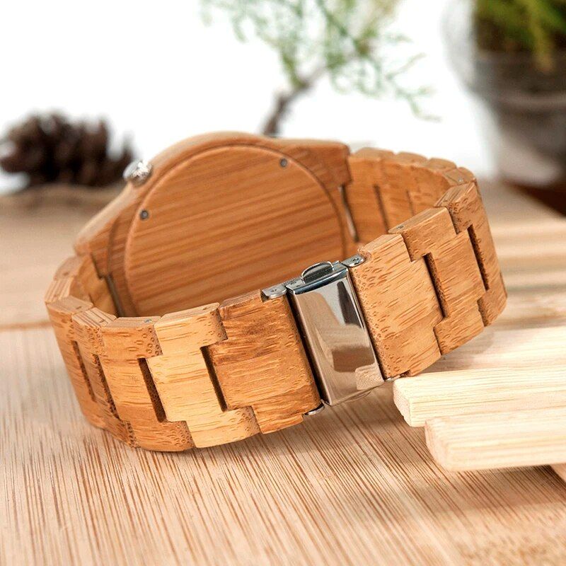 Men's Bamboo Wooden Quartz Watch: Elegant Timepiece with Luminous Hands