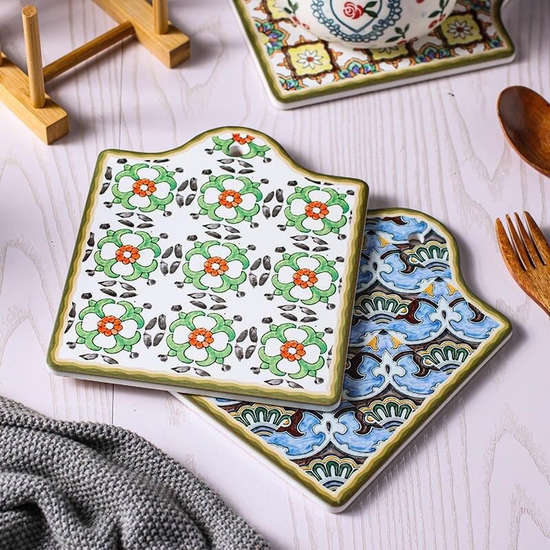 Moroccan Ceramic Heat Pad - Eco-Friendly Cork Trivet Pot Holder & Wall Ornament