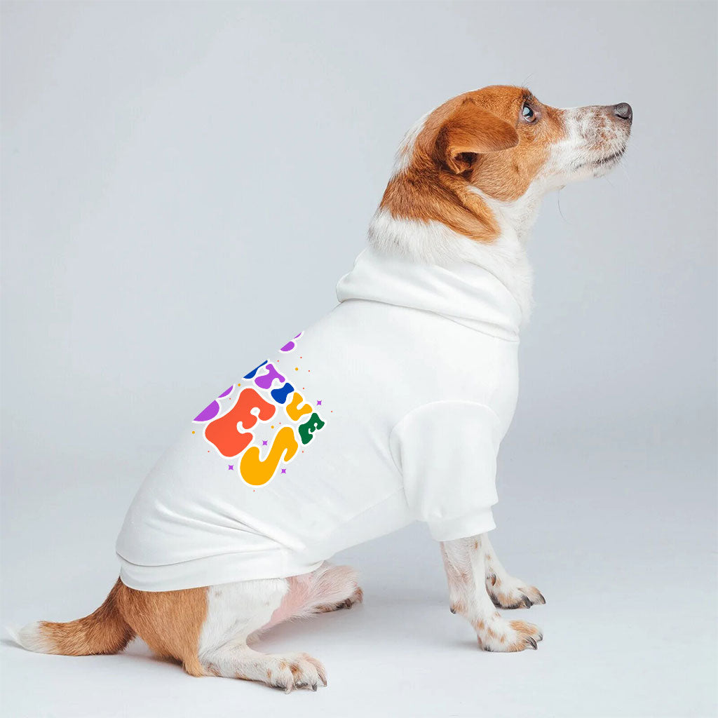 Pawsitive Vibes Dog Hoodie - Colorful Text Dog Coat - Cool Dog Clothing