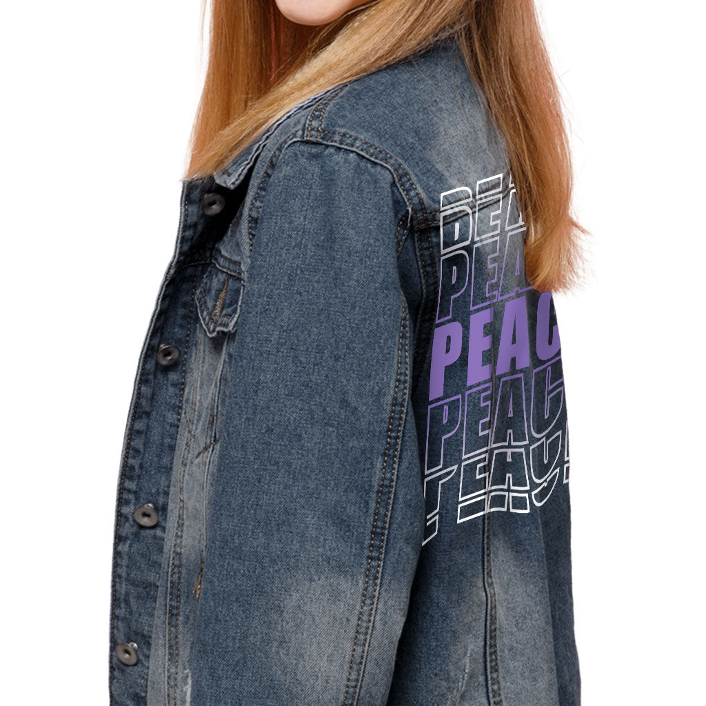 Peace Kids' Denim Jacket - Trendy Jean Jacket - Graphic Denim Jacket for Kids