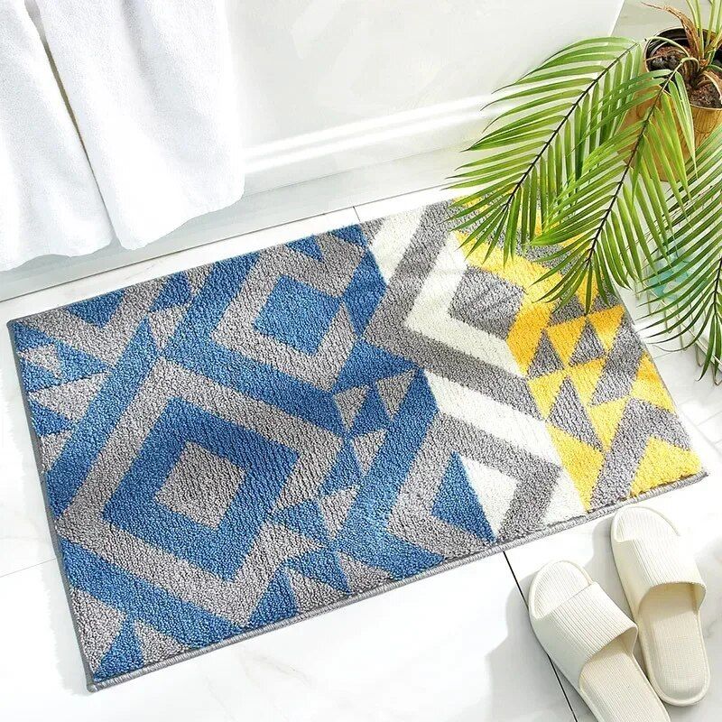 Elegant Geometric Non-Slip Absorbent Floor Mat for Home