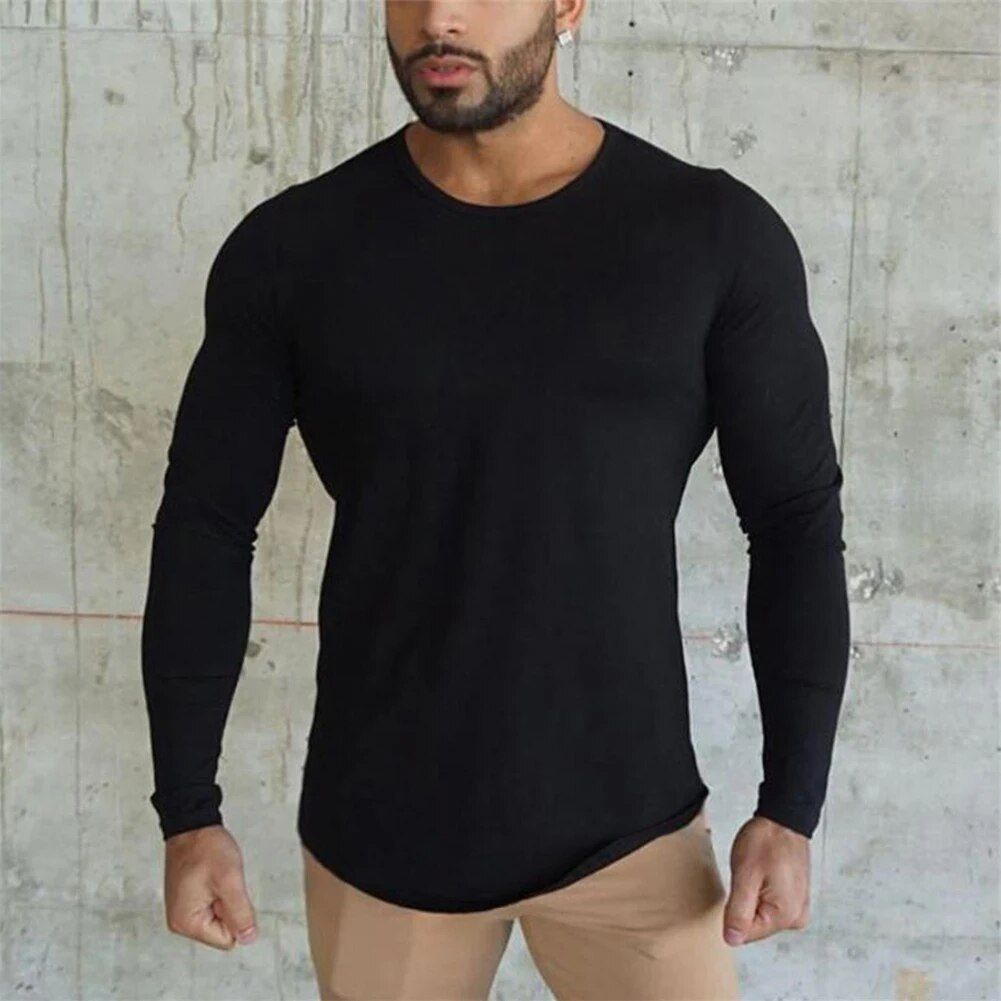 Men's Slim Fit Long Sleeve Muscle Tee: Soft, Breathable Gym & Casual Wear