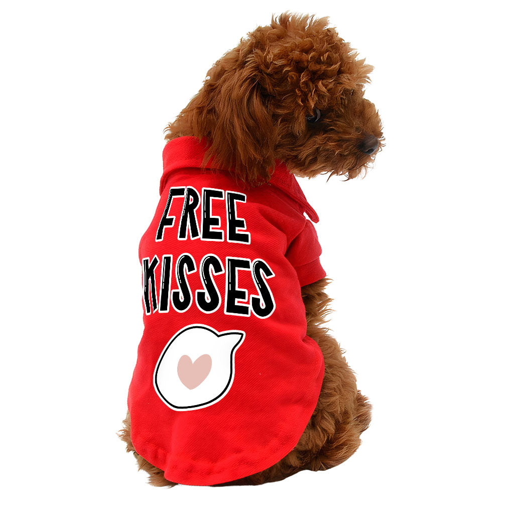 Free Kisses Dog Polo Shirt - Word Print Dog T-Shirt - Minimalist Dog Clothing