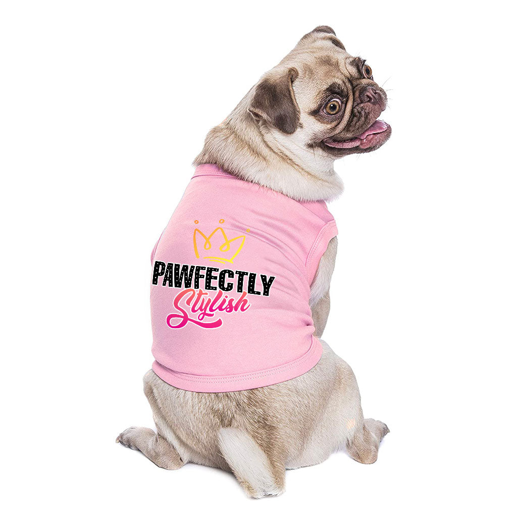 Pawfectly Stylish Dog Sleeveless Shirt - Crown Dog Shirt - Printed Dog Clothing