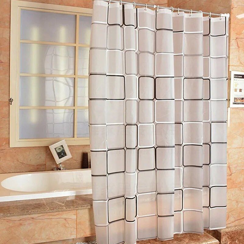 Modern Geometric Plaid Shower Curtain - Waterproof, Eco-Friendly, Japan Style