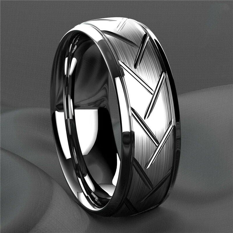 Modern Black Titanium Stainless Steel Wedding Band for Men and Women