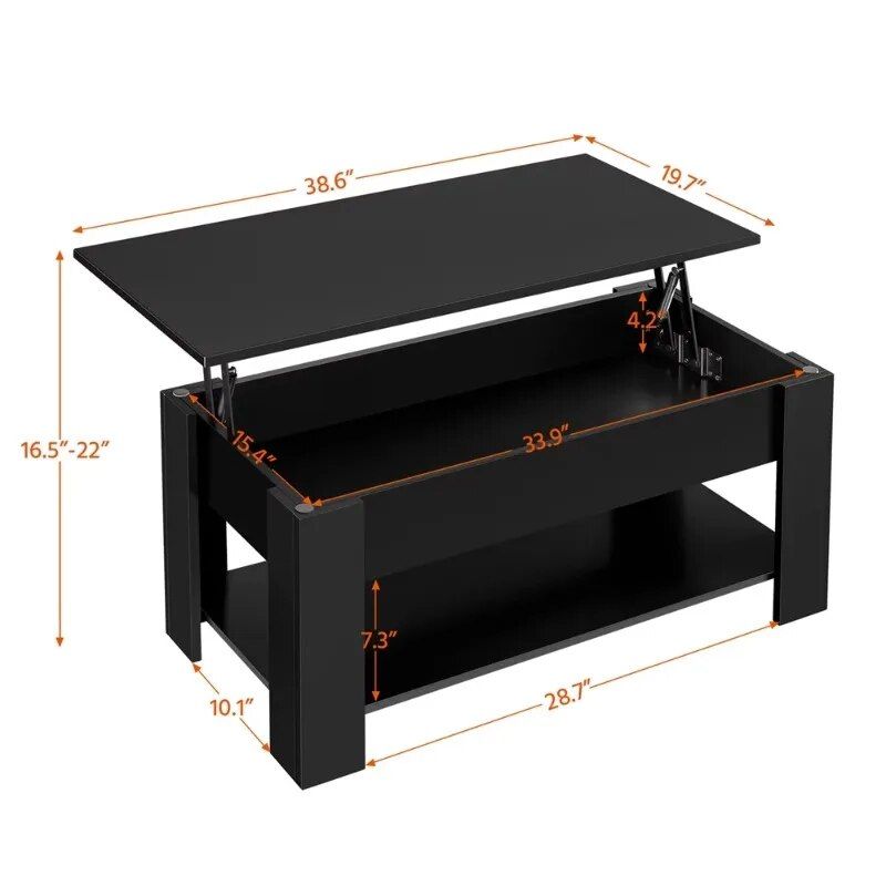 Sleek 38.6" Lift Top Coffee Table with Storage