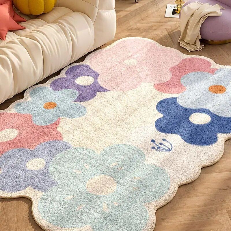 Floral Carpet for Living Room Plush Rug