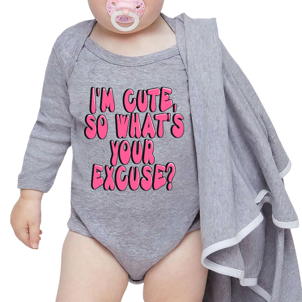 I'm Cute Baby Long Sleeve Onesie - Funny Baby Long Sleeve Bodysuit - Trendy Baby One-Piece