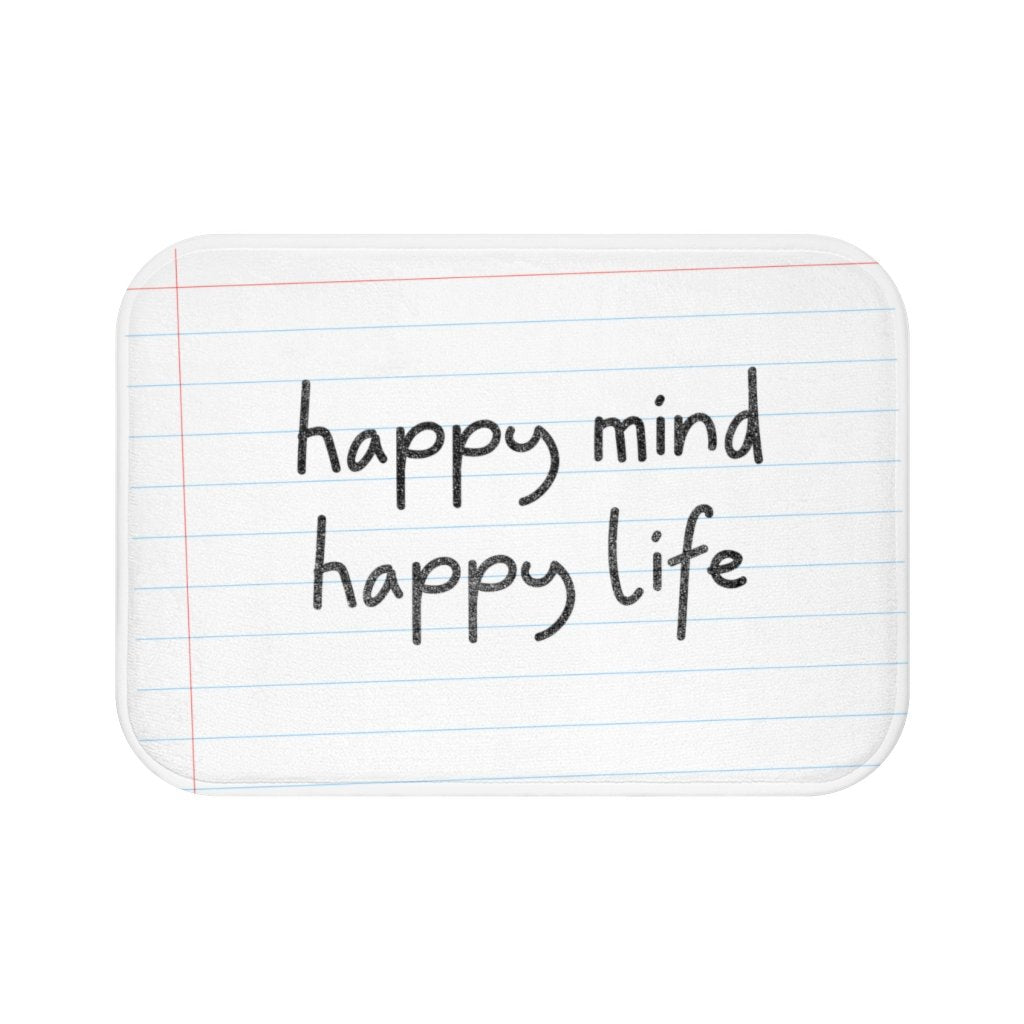 Happy Mind, Happy Life Pencil Font Bath Mat | Yellow Pandora