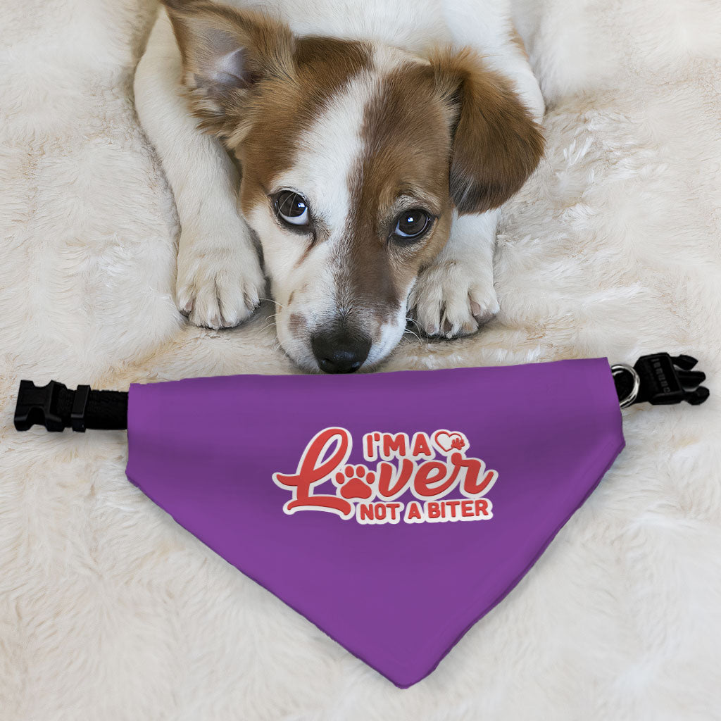 I'm a Lover Not a Biter Pet Bandana Collar - Funny Scarf Collar - Phrase Dog Bandana