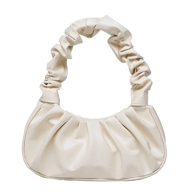 2023 Elegant Solid Color Pleated Shoulder Bag