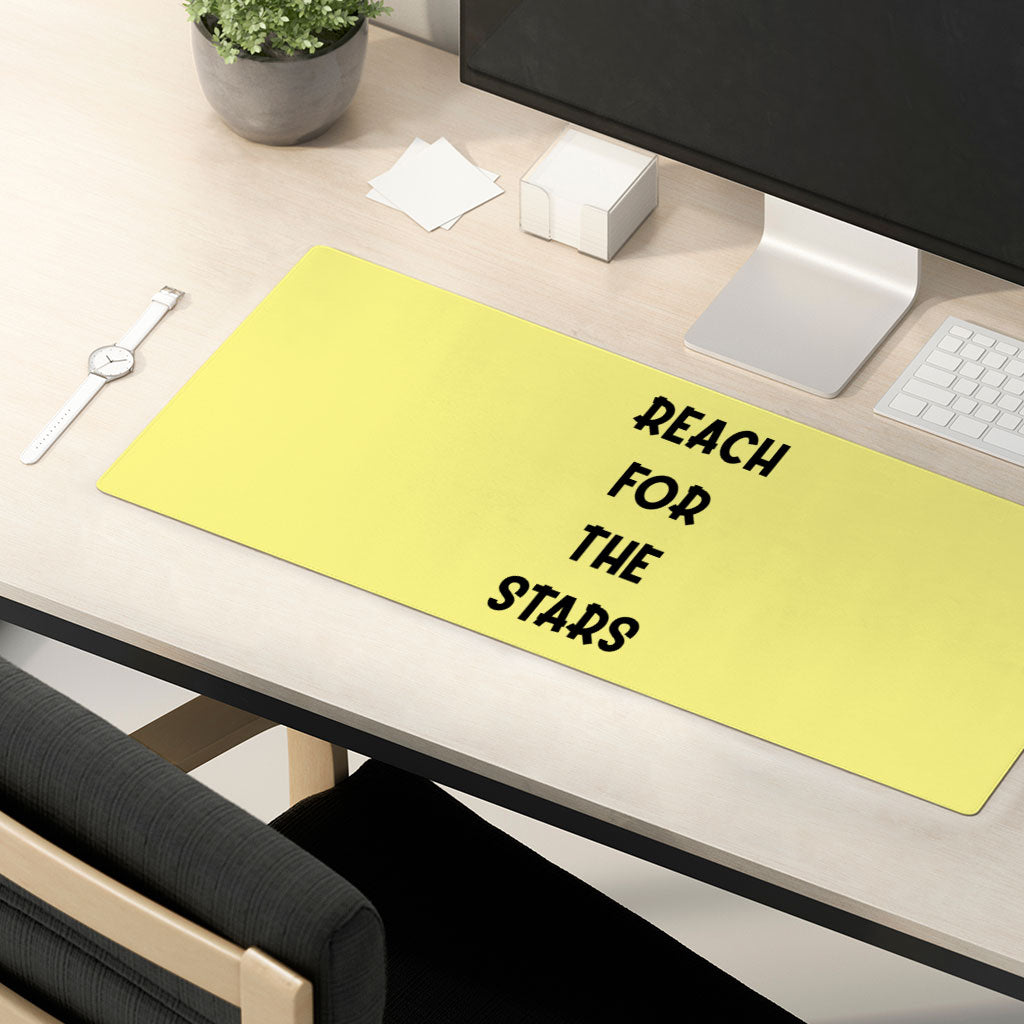 Reach for the Stars Desk Mat - Motivational Quote Desk Pad - Cool Laptop Desk Mat